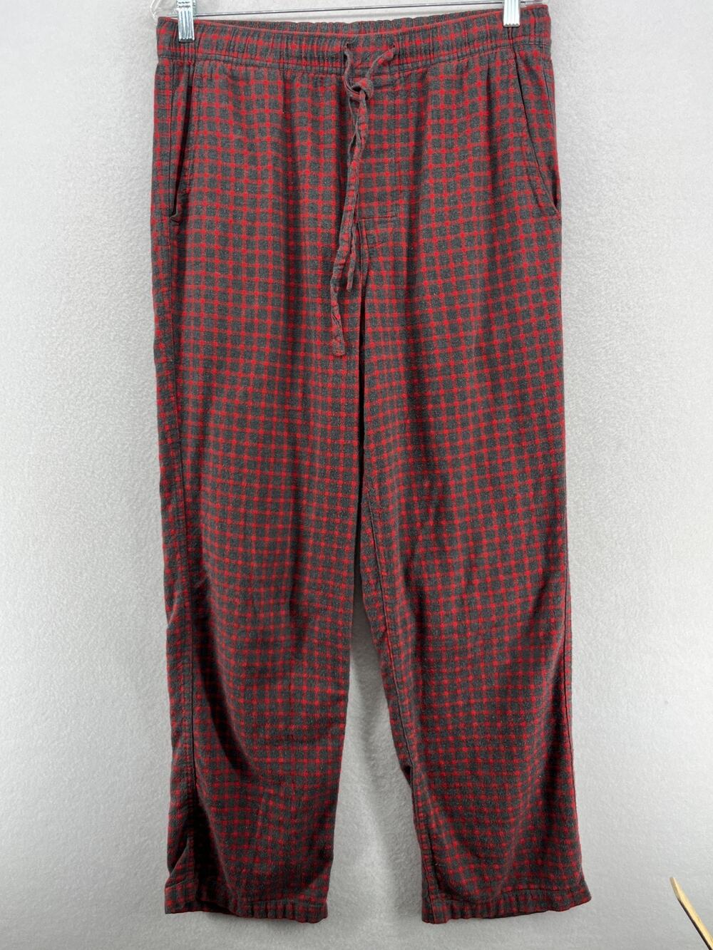 J.CREW Pajama Pants Mens M Flannel Check Lounge PJ Drawstring Cotton Gray